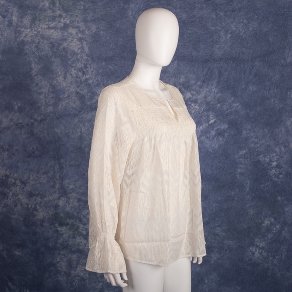 Maette Stella & Dot White Gold Boho Peasant Top - Picture 4 of 4